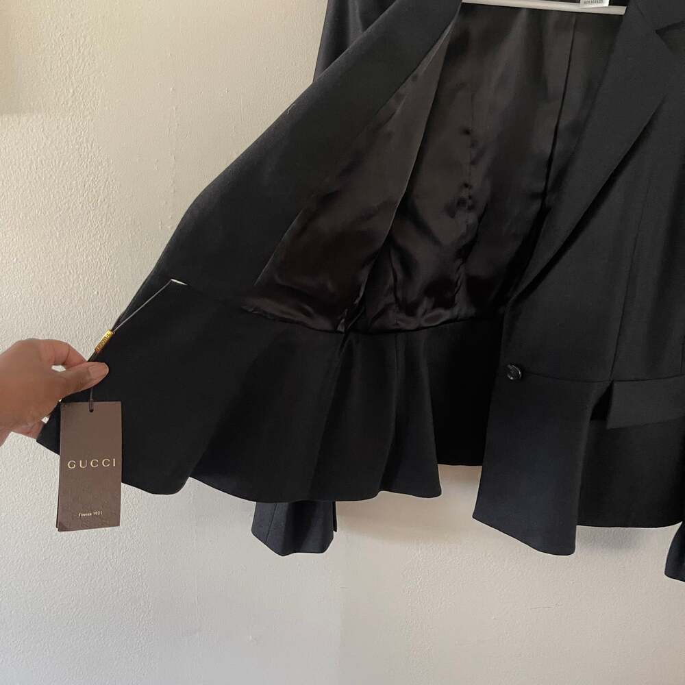 Gucci NWT Archival 2013 Black Wool Cashmere Peplum Blazer Jacket 46 IT US 10 - Picture 7 of 16